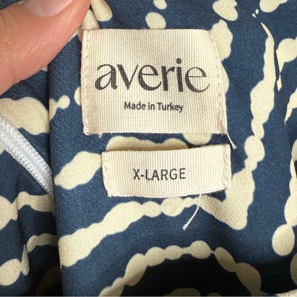 Averie DILLA PLEATED MIDI DRESS Blue/Cream Sz XL - Picture 6 of 11